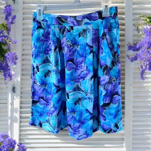 Vintage 90s Extreme High Waist Floral Flowy Skort - Picture 1 of 9